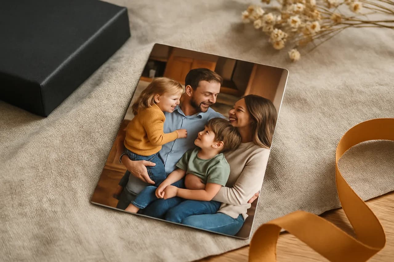 Buzdolabında sergilenen, aile ve özel anlara ait renkli foto magnetler