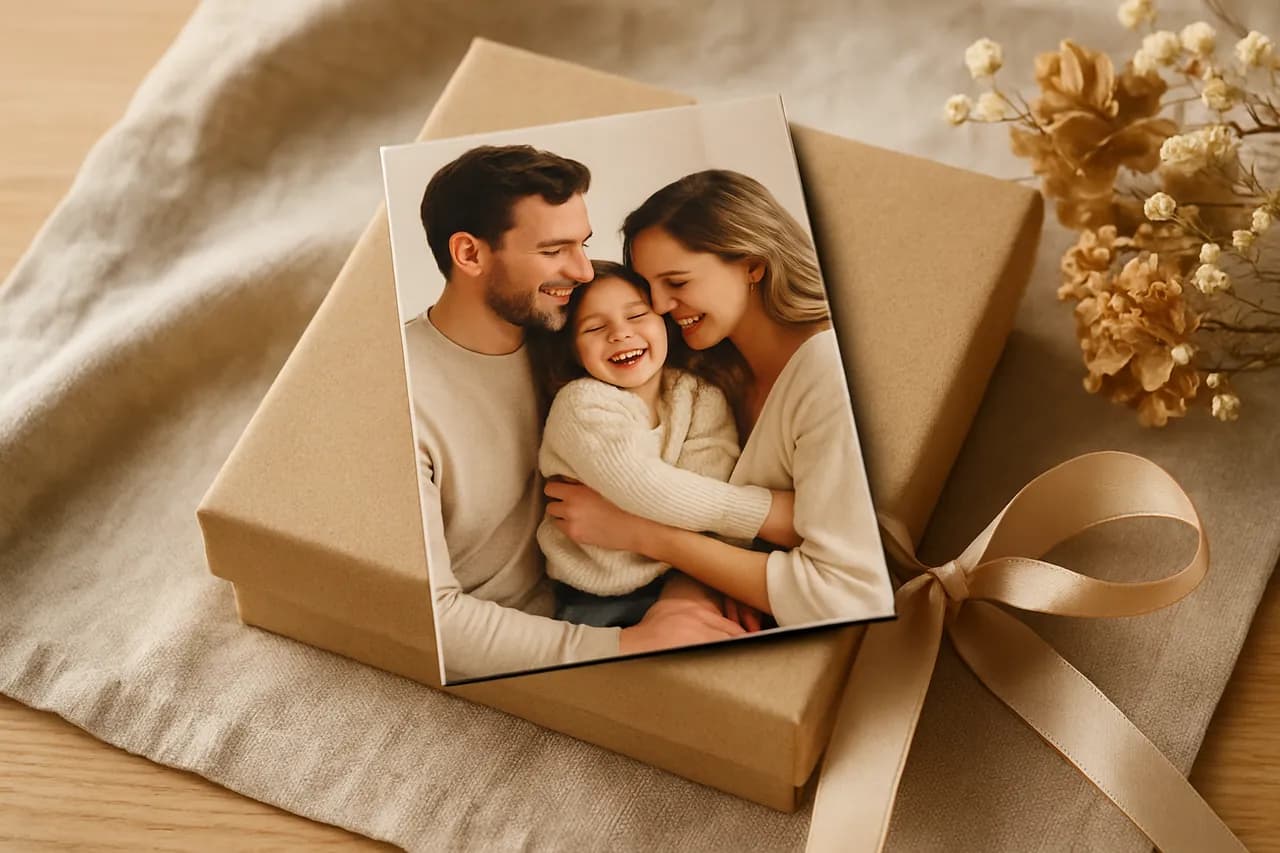 Buzdolabında sergilenen kişiye özel foto magnet hediye örneği