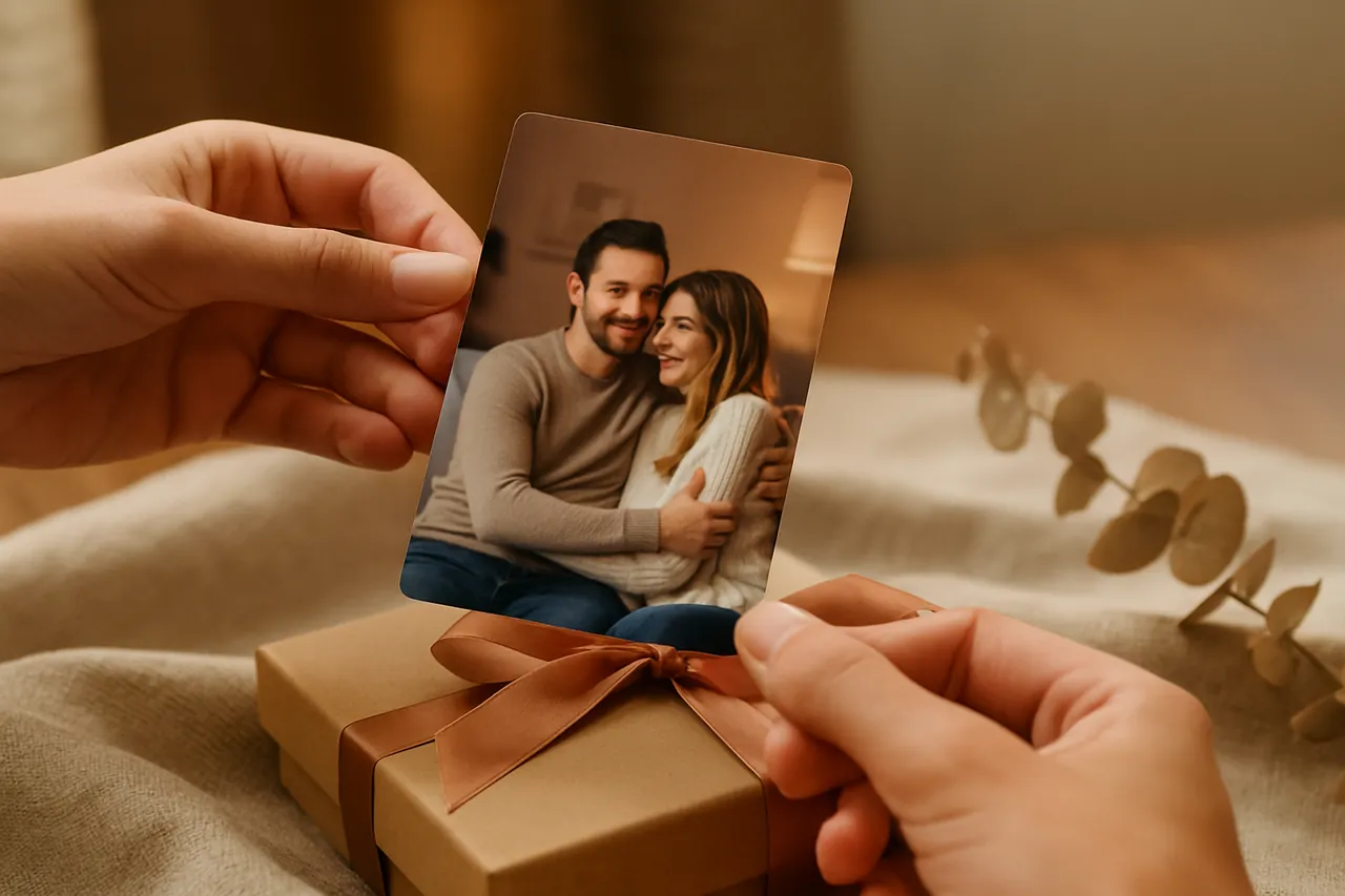 Arkadaşa hediye edilen kişiye özel foto magnetin yakın planı